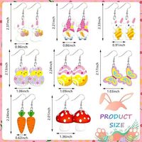 AUGSUN Boucles d'oreilles mignonnes en forme d'animaux de Pâques pour femmes - 8 paires de boucles d'oreilles en fer en forme de lapin avec design double face pour le jour de Pâques