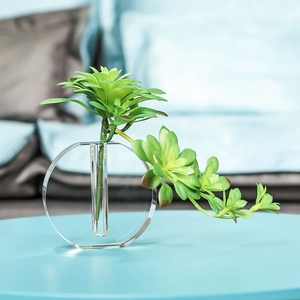 <span class=keywords><strong>Vase</strong></span> en cristal de forme ronde plate transparente décorative pour la maison - Product Image 2
