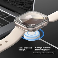 Pelindung Layar Kaca Temper Transparan Jernih dan Casing Pelindung PC Keras untuk Apple Watch Seri 10 42mm 46mm