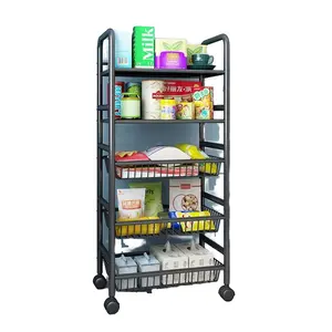 2023 Hot Sale Carbon Steel Vegetable Basket Organizer Shelf for Kitchen Food Storage New Lacquer Technique