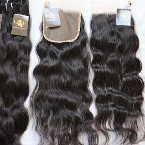 Paquets de cheveux indiens vierges brésiliens bruts avec fermeture à lacet Cuticule alignée Frontaux Style de vague naturelle Cheveux humains de haute qualité - Product Image 3