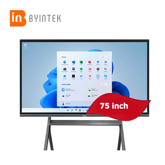 For 75-Inch 4K Smart Interactive Whiteboard with 50-Point Touch Android 14 & Windows OS for Education Schools