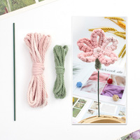 Kit de macramé édition limitée Saint-Valentin Noël, fleur à 5 pétales, DIY, décoration 3D pour la maison, cadeau fait main, tutoriel pour débutants, fibre de polyester