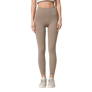 ODM Pantalones de yoga deportivos elásticos de cintura alta para mujer, mallas deportivas de nuevo estilo <span class=keywords><strong>con</strong></span> líneas sólidas sin vergüenza - Product Image 1