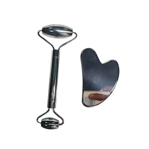 Custom Logo Facial Massager Anti Aging Body Massage Stainless Steel Gua Sha Set Metal Face Roller - Product Image 6