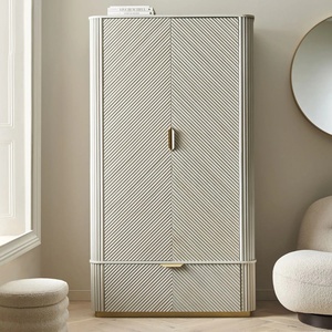 <span class=keywords><strong>Armario</strong></span> Moderno Personalizado en Gris Claro, Madera Maciza con Acabado en Melamina, con Cajones, Diseño Acanalado, Mueble de Almacenamiento - Product Image 2