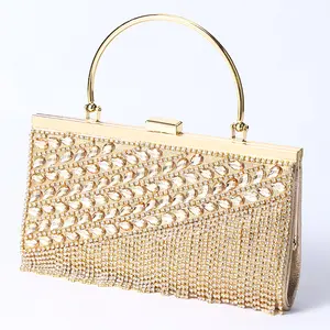 European And American New Rhinestone Evening Bag High-quality Hand-held Tassel Ladies Dinner At Eight Clutch Bag Purse