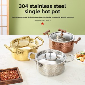Olla Individual <span class=keywords><strong>para</strong></span> Hot Pot, Acero Inoxidable 304, Compatible con Inducción, Pequeña, Comercial, <span class=keywords><strong>para</strong></span> Uso Doméstico, Magnética, Universal, <span class=keywords><strong>para</strong></span> una Persona - Product Image 2