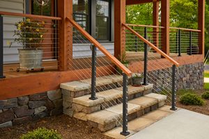Rampe en câble d'acier inoxydable architectural avec combinaison de main courante en <span class=keywords><strong>bois</strong></span> pour <span class=keywords><strong>mezzanine</strong></span> et escalier de luxe - Product Image 5