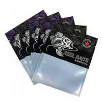 Sachets de pêche personnalisés étanches à fermeture éclair facile avec soufflet latéral, fenêtre découpée, en PET/AL/PE mat pour leurres