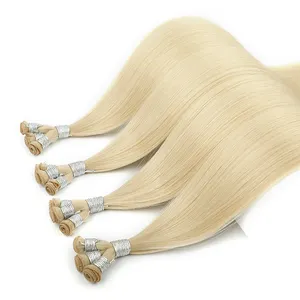 100% European Virgin Hand-tied Wefts Weave Hair Double Drawn Human Hair Hand Tied Weft Hair Extension