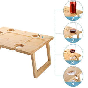 Di động bằng gỗ rượu Dã Ngoại bảng có thể gập lại gỗ Dã Ngoại khay ăn nhẹ với kính chủ - Product Image 5