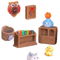 Mini étagère murale hibou horloge fleur Vase tirelire Miniature maison de poupée Micro paysage bricolage résine artisanat modèle enfants jouer jouet