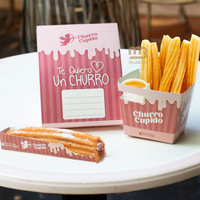 Boîte d'emballage jetable en papier pour churros, impression personnalisée, support à crêpes, cônes en papier en forme de V pour frites, support à glaces