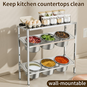 Stainless Steel Multi Layer <b>Spice</b> <b>Rack</b> With 6 Bowls For Seasonings Condiments Storage Stackable Kitchen <b>Organizer</b> L Size - Product Image 4