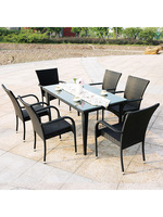 Table et chaises en rotin pour loisirs de plein air, idéales pour cour, villa, café en plein air, imperméables et résistantes au soleil, pour balcon