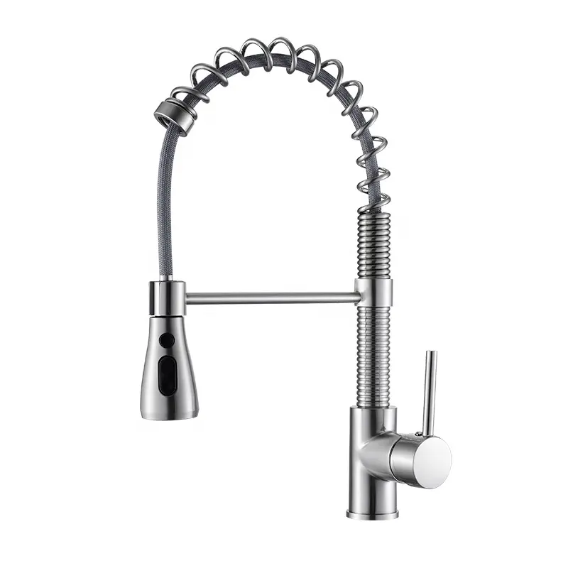 Luxe Messing Flexibele Trek Uitloop Sink Mixer Hot Koudwaterkraan Moderne Commerciële Lente Pull Down Sproeier Keukenkraan