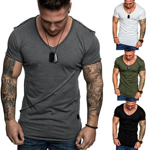 Mùa Hè New Men Sexy V Neck <span class=keywords><strong>T</strong></span> <span class=keywords><strong>Shirts</strong></span> Nam Rắn Ngắn Tay Áo Slim Fit Trắng <span class=keywords><strong>T</strong></span> Shirt Tops Cao Đường Phố <span class=keywords><strong>T</strong></span>ập Thể Dục Áo Thun - Product Image 6