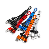 Câble de charge USB portable pour porte-clés, 5 en 1, multi-ports, nylon durable, chargeur universel rapide, cadeau promotionnel d'entreprise