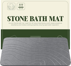 Tapis de bain antidérapant gravé, super absorbant, séchage rapide, en terre de diatomée naturelle, tapis de douche en pierre – Vente chaude - Product Image 3