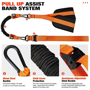 Bandes d'assistance pour tractions robustes 225 lbs, réglables en poids/taille, avec repose-pieds/genoux en tissu pour barre de traction, bandes résistantes - Product Image 2