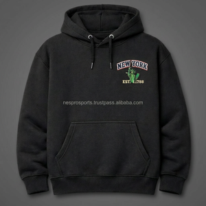 เสื้อฮู้ดดี้ปักลายเชนิลล์แบบ OEM ขายส่ง เสื้อสตรีทแวร์สั่งทำพิเศษ ทรงโอเวอร์ไซส์ ผ้าคอตตอนหนานุ่ม เสื้อสเวตเชิ้ตแฟชั่นแบบสวมหัว สั่งซื้อจำนวนมาก - Product Image 2