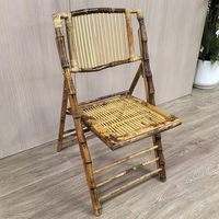 Chaises pliantes en bambou brun pour événements en plein air, salle à manger d'hôtel, vente en gros pour mariage