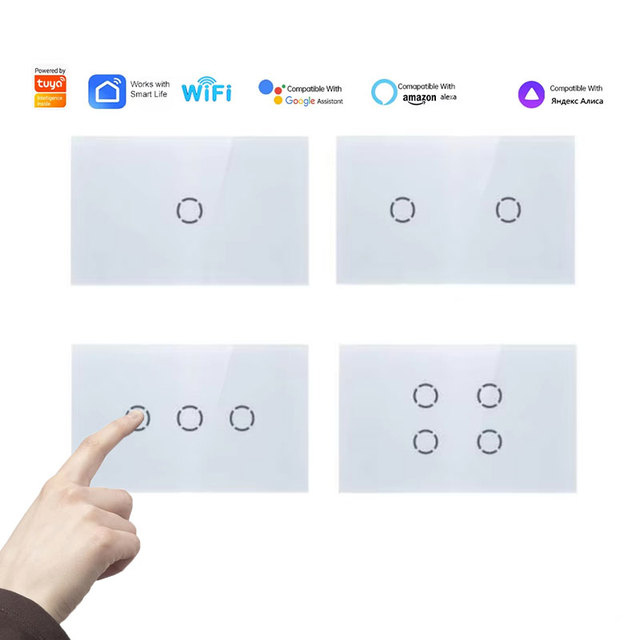 ZigBee Wall Touch Panel Smart Light Switch 10A Neutral/No Neutral No Capacitor Smart Life/ 2-Way Control IP66 AlexaGoogle