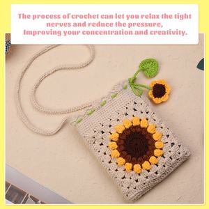 Bolso de <span class=keywords><strong>Ganchillo</strong></span> Portátil <span class=keywords><strong>con</strong></span> Diseño de Girasol, Accesorios Hechos <span class=keywords><strong>a</strong></span> Mano, Amuleto, <span class=keywords><strong>Tejido</strong></span> <span class=keywords><strong>a</strong></span> Mano <span class=keywords><strong>con</strong></span> Nuevo Material Textil y Artesanal - Product Image 3