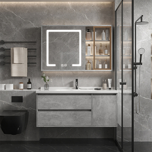 <b>Wall</b> <b>Mounted</b> Sink <b>Cabinet</b> With Double Drawers Bathroom LED Mirror Light <b>Cabinet</b> Furniture Vanity Bathroom <b>Cabinet</b> - Product Image 6