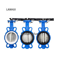 LANHUI kustom DN150 katup kupu-kupu Wafer besi Ductile Manual untuk desain Keystone air
