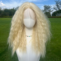 Femme Blonde Moelleux Dentelle Cheveux Simulation Naturel Européen Américain Vent Explosion Perruque 20 pouces Haute Température Soie SM9177