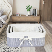 Panier à linge moderne en bambou écologique, pliable, biodégradable, rectangulaire, pour l'organisation de la maison