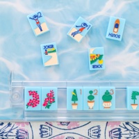 Fichas de Mahjong de Playa Americanas Personalizables, 160 Piezas, Diseño de Costa Azul, Talladas en Acrílico, Fichas de Mahjong Americanas de Lujo en Azul