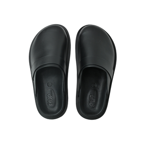 Sandales unisexes confortables et légères en cuir de vache véritable faites à la main avec une large bande et une semelle épaisse pour l'été, couleur noire - Product Image 1