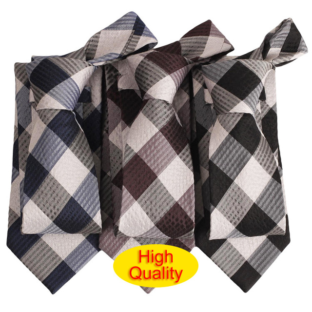 Custom Seersucker Silk Necktie Handsome Supplier Business Neckties Every Occasions Suit Matching Necktie for Mens Checked