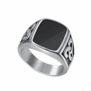 Nordic Viking <b>Ring</b> <b>Titanium</b> Steel Polished Celtic Knot Men's <b>Ring</b> Silver Bezel Setting Gift Jewelry - Product Image 1