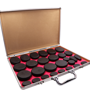 28 Pcs <strong>Hot</strong> <strong>Stones</strong> for Massage Basalt Stone Massage Professional <strong>Hot</strong> Stone Massage <strong>Kit</strong> with Aluminum Box for Home Spa Relaxing - Product Image 1