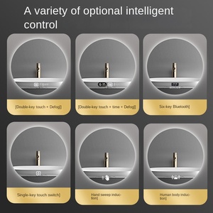 Espejo de baño inteligente <span class=keywords><strong>LED</strong></span> redondo moderno, espejo de pantalla táctil luminoso antivaho montado en la pared con lámpara integrada - Product Image 4