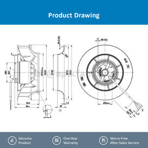 For R2E225-RA92-23 230VAC 0.68A 155W 2500RPM 1195m3/h HVAC Air Purification Centrifugal <b>Fan</b> Free <b>Standing</b> OEM - Product Image 4
