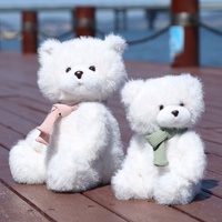 Nouvelle Écharpe Style Animal Ours en Peluche Petit Ours Jouet en Peluche Cadeau pour Filles Vente en Gros Jouets en Peluche Mignons Ours en Peluche Blanc à Poils Courts