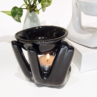 Brûleur d'Encens en Céramique Moderne et Épuré, Diffuseur d'Aromathérapie au Design Sculptural en Forme de Main pour Chambre, Parfum d'Ambiance, Chauffe-Bougie et Huiles Essentielles