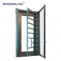 Rogenilan, ventanas de aluminio de ahorro de energía personalizadas con pantallas de barra de seguridad, ventanas abatibles con aislamiento de vidrio templado