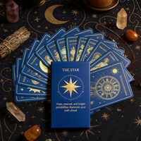Cartas de Tarot Espirituales Impresas Personalizadas, Baraja de Tarot de Lujo con Bordes Dorados, Cartas de Juego con Libro de Instrucciones