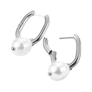 Huggie <b>Earrings</b> Gold Pearl Drop Women's Everyday Wear Stainless Steel <b>3mm</b> Hollow Geometric Shape Fashion Simple Pendant <b>Earrings</b> - Product Image 5