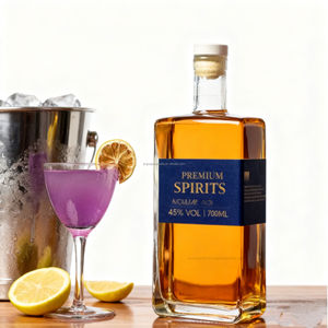 Elegante Quadratische Long Island Flasche 200ml 500ml 700ml 750ml Leere Glasflaschen für Wodka Gin Whisky mit Korkverschluss - Product Image 3