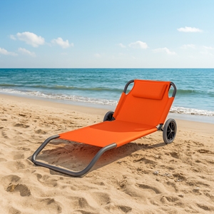 LIONE Tavolo da Spiaggia Arancione 145x63x15 Lettino Prendisole in Alluminio - Product Image 2