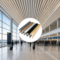 Sistema de Techo Acústico Metálico con Perfil Lineal en Forma de U, Textura de Madera, para Estación de Metro