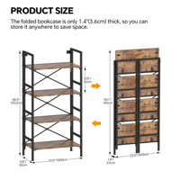Étagère de salon moderne pliable à 4 niveaux en acier et bois, durable et autoportante