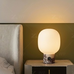 <b>Table</b> <b>Lamp</b> With Touch Control E27 Led Bulb <b>Base</b> Marble <b>Base</b> For Bedroom Bedside Use - Product Image 2